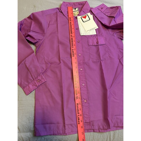 Obermeyer Vintage Magenta Nylon Long Sleeve Button Down Wind Ski Shirt Sz Small - Picture 7 of 7